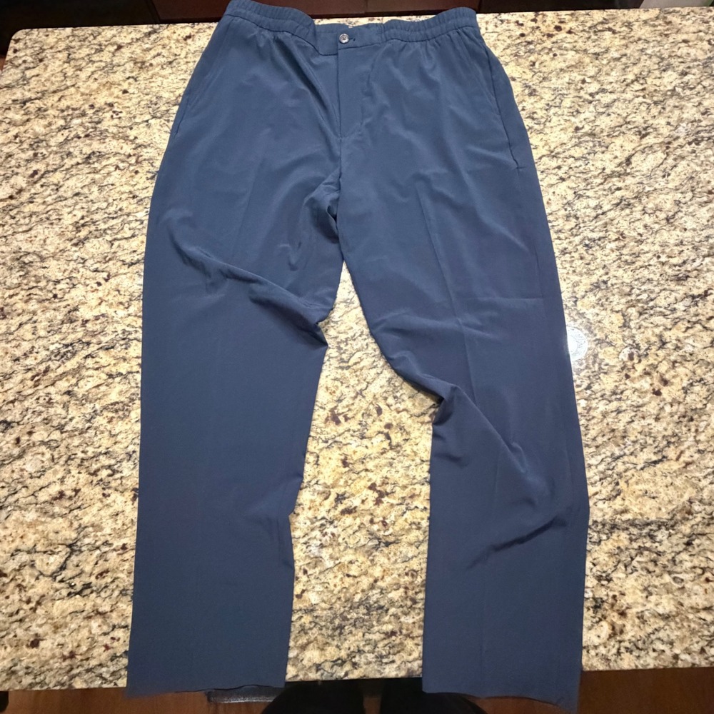 Banana Republic Airstretch Pants Blue Elastic Waist Straight Leg Womens L ws